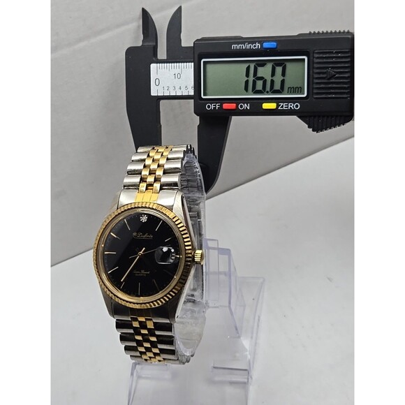 Dufonte Lucien Piccard Two Tone Quartz Watch Date Fluted Bezel Mens New Battery - Picture 6 of 11